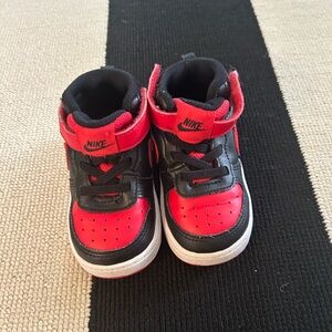 Nike Kids Black and Red High-Top Sneakers